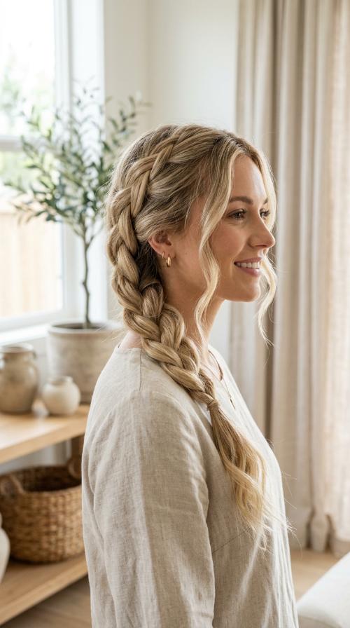 Loose Boho Three-Strand Braid