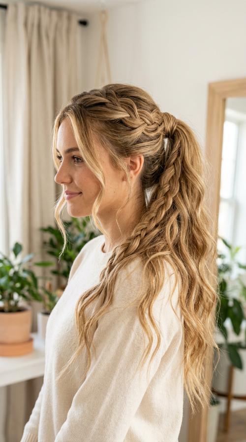 Loose Waterfall Ponytail