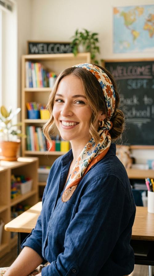 Low Chignon with a Silk Scarf