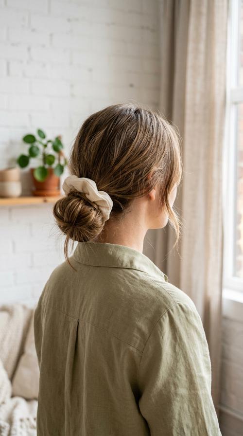 Low Messy Bun with Scrunchie