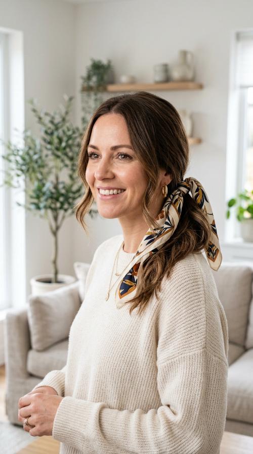 Low Ponytail with Scarf
