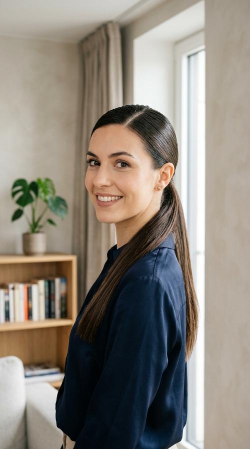 Low Side-Parted Sleek Pony