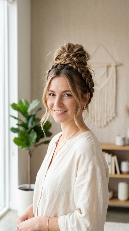 Messy Braided Top Knot