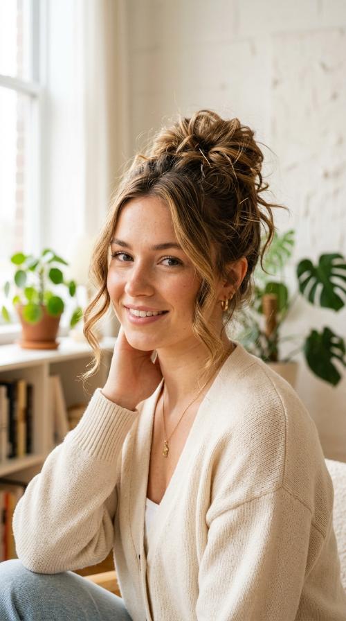 Messy Bun with Tendrils