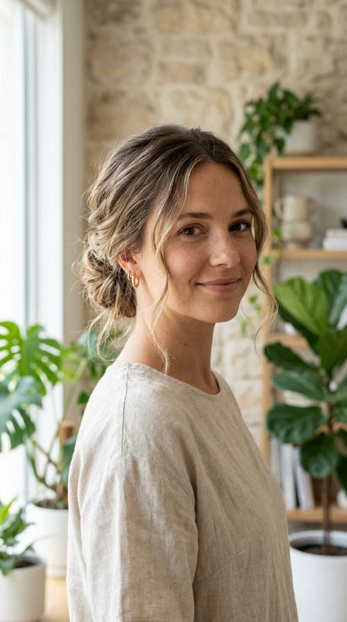 Messy Chignon with Tendrils