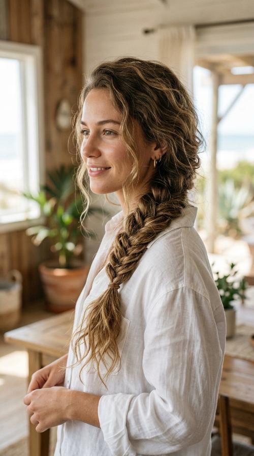 Messy Fishtail Side Braid