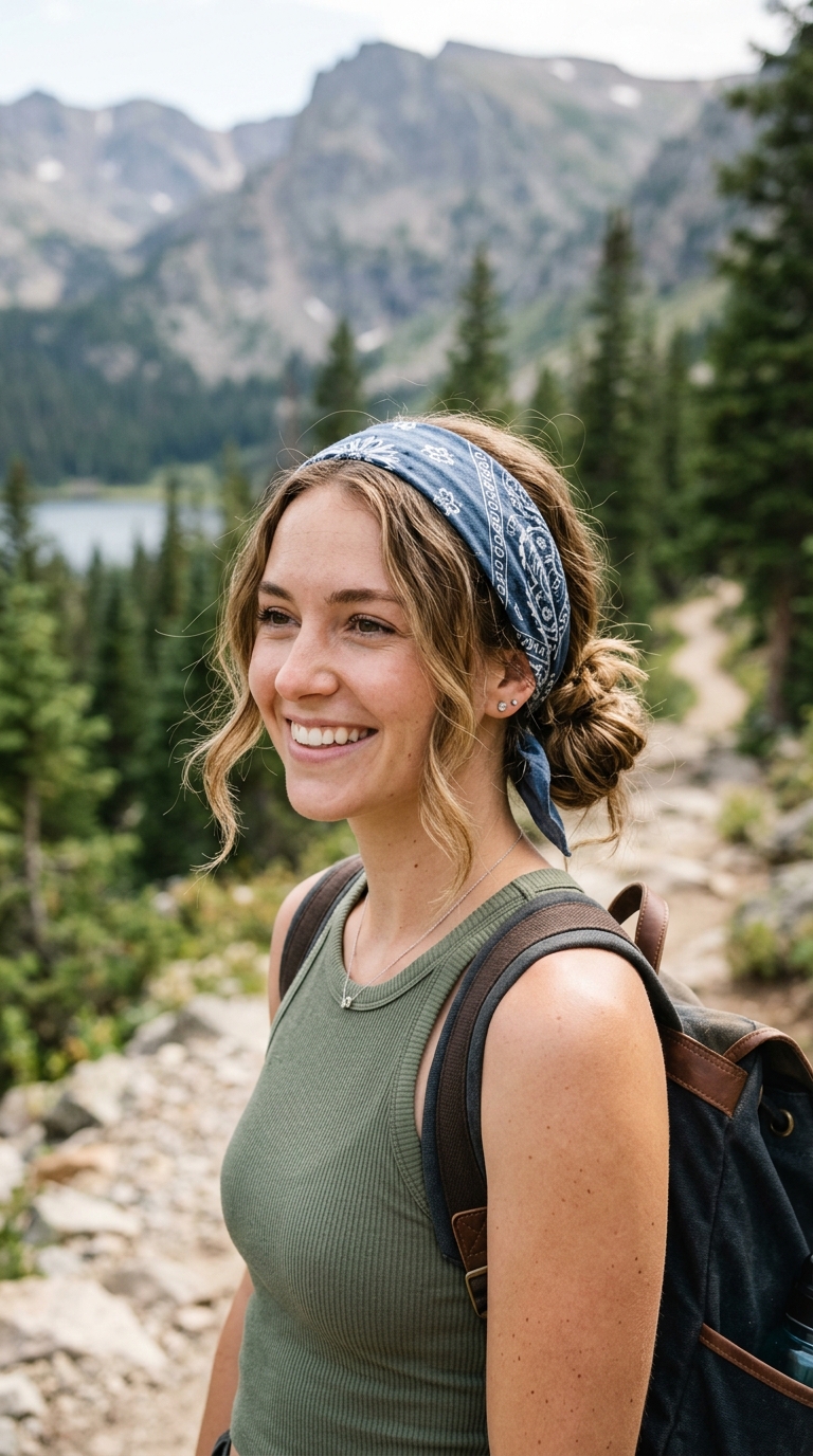 Messy Low Bun with Bandana
