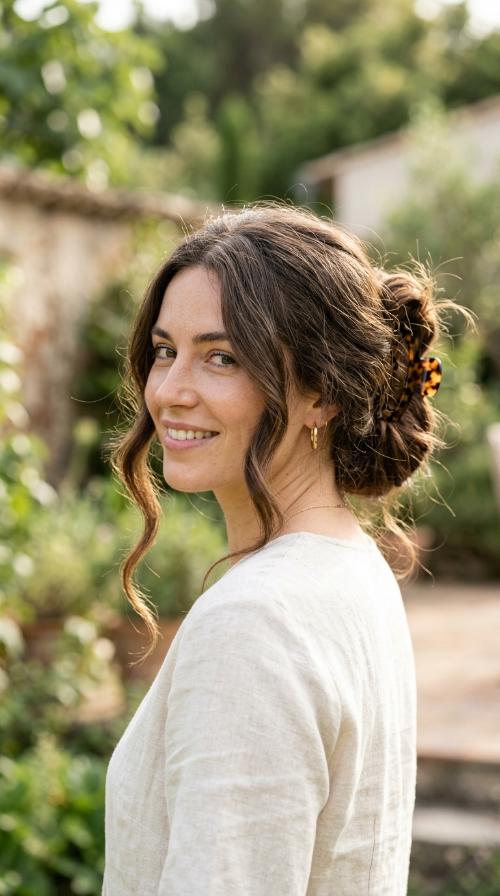 Messy Low Claw Clip Bun