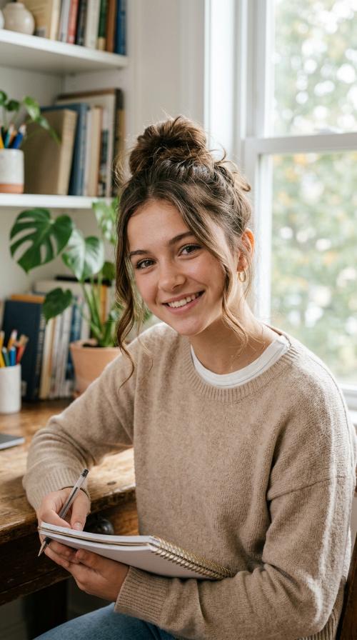 Messy Top Knot with Face-Framing Tendrils