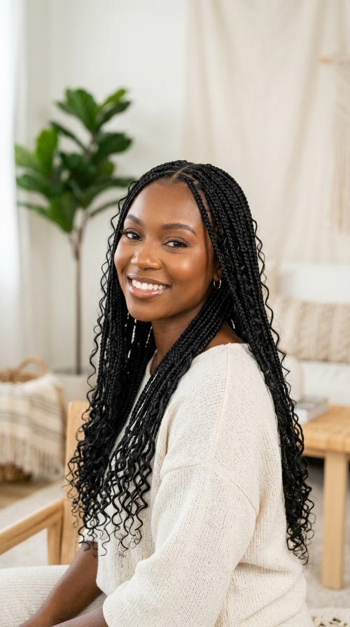 Micro Boho Knotless Braids