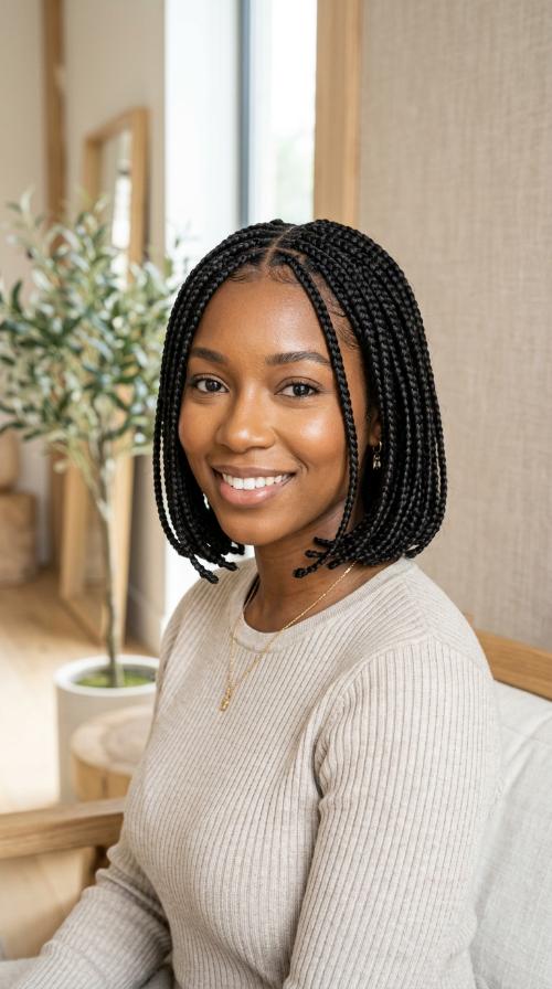 Micro Box Braids (Short Bob)