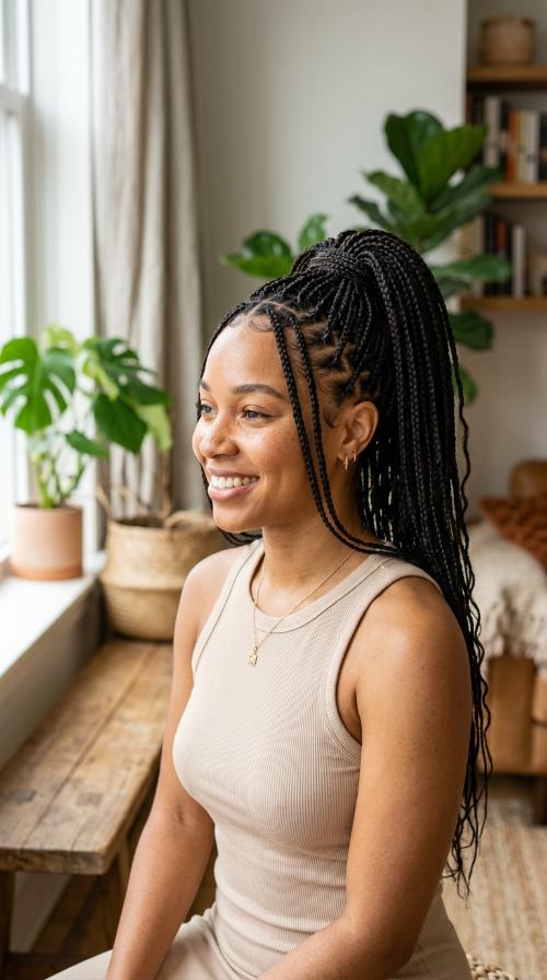 Micro-Braid Ponytail