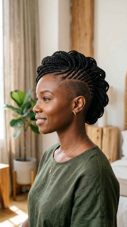 Micro-Braid Side Swept Mohawk