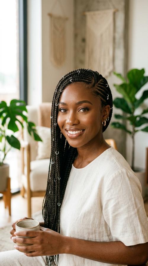 Micro Lemonade Braids with Silver Rings