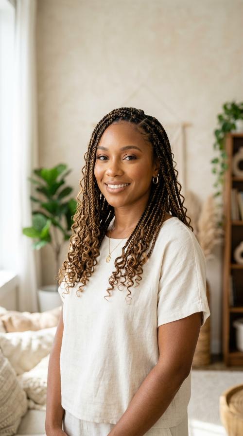 Mid-Length Boho with Honey Highlights