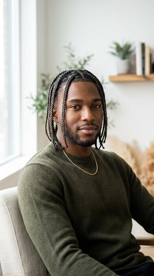 Mid-Length Box Braids with Taper