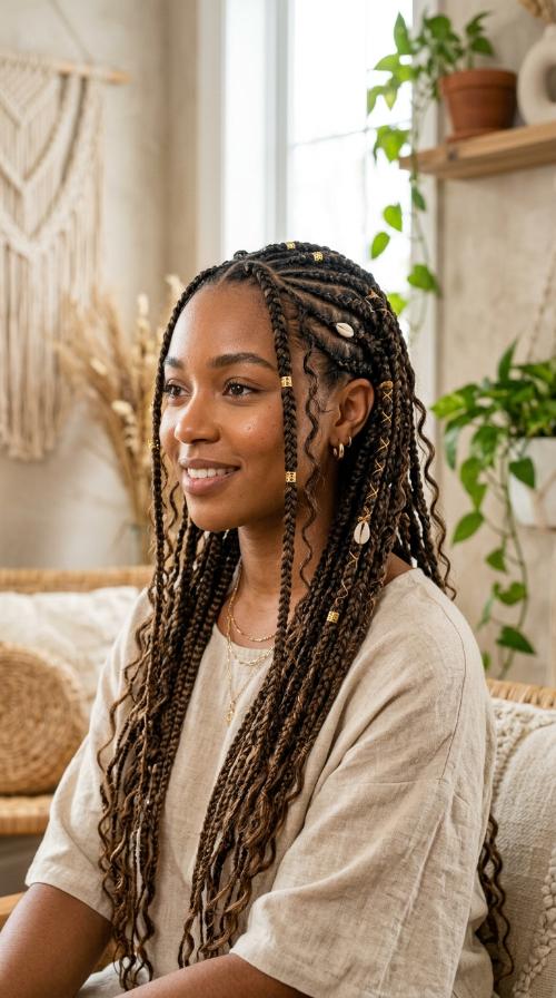 Mixed Texture Accent Braids