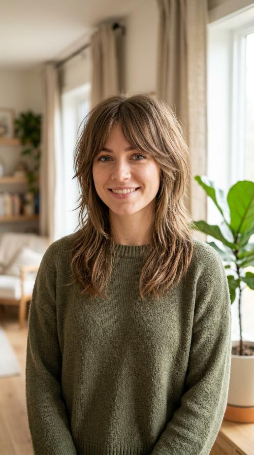 Modern Mullet-Lite with Side Bangs