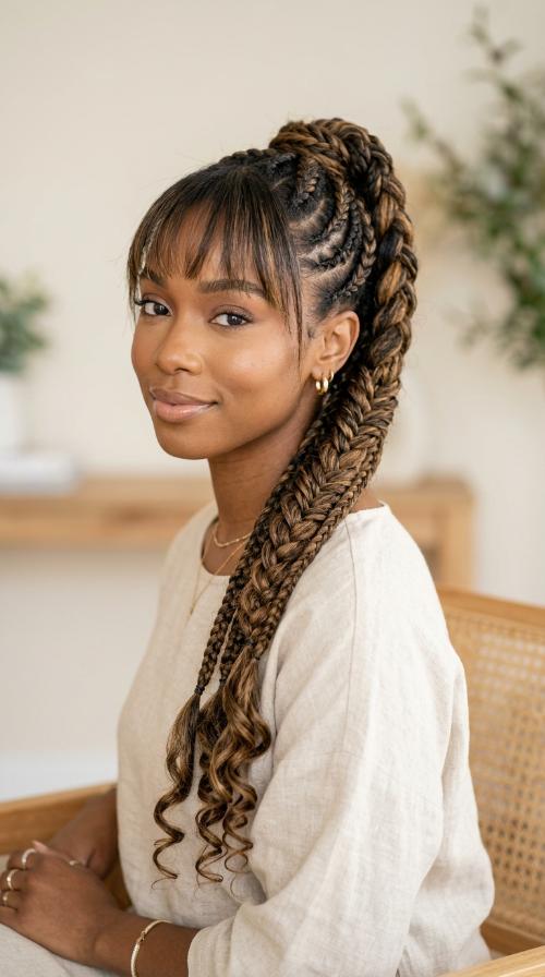 Multi-Strand Statement Braid with Micro Bangs