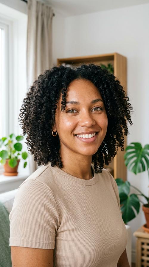 Natural Curls with Tapered Ends