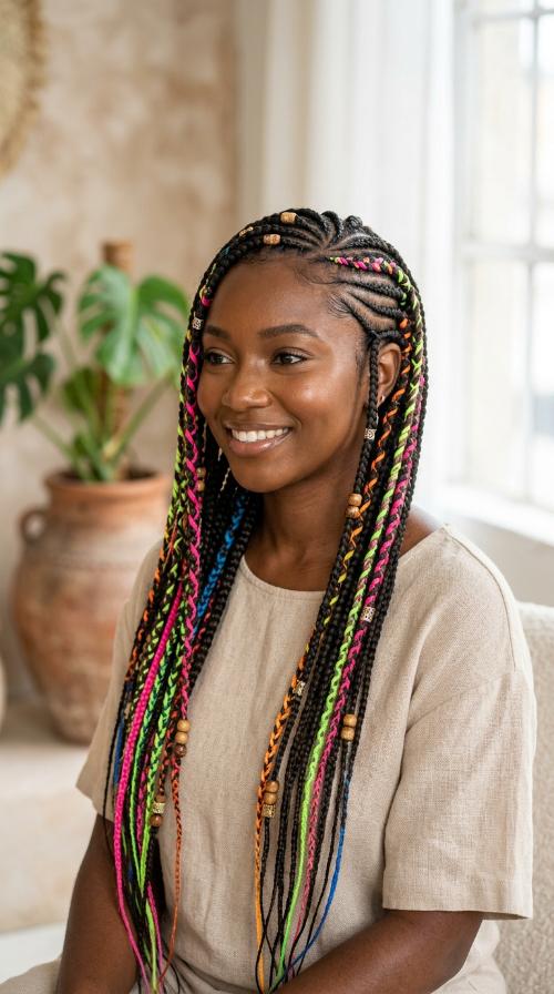 Neon Colored Accent Braids