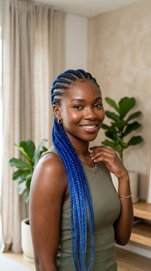 Ombre Blue Cornrow Extensions