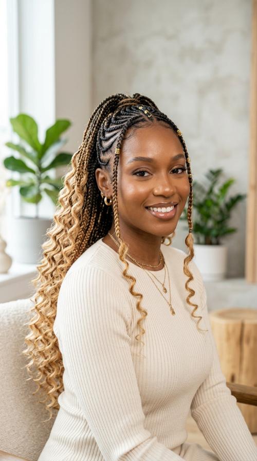 Ombre Fulani Braids with Curls