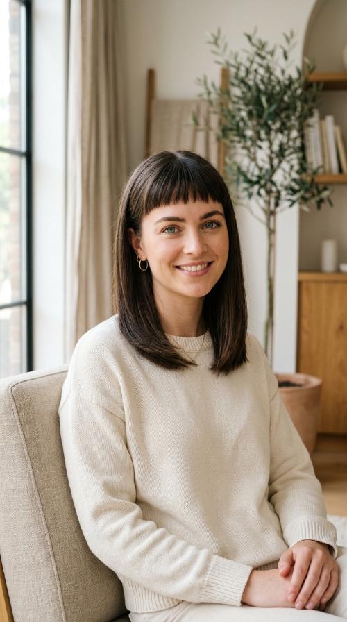 One-Length Midi with Micro-Bangs