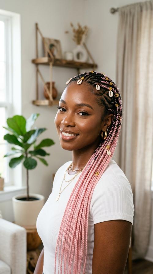Pastel Pink Ombre Fulani Braids