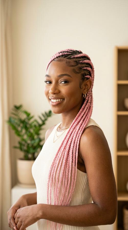 Pastel Pink Statement Braids