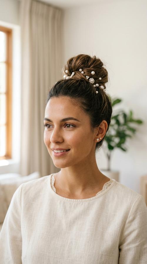 Pearl-Accented Top Knot