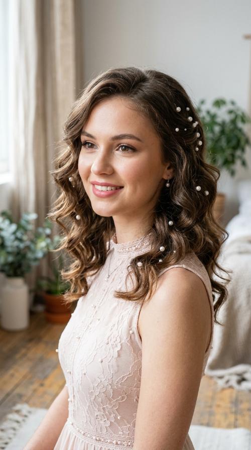 Pearl-Adorned Loose Curls