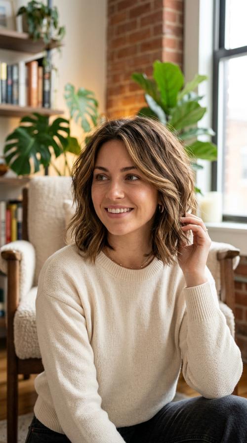 Piecey Layered Bob with Highlights