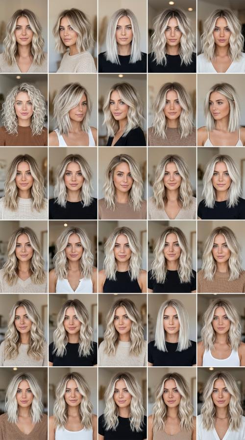 Platinum Balayage on Shoulder Length