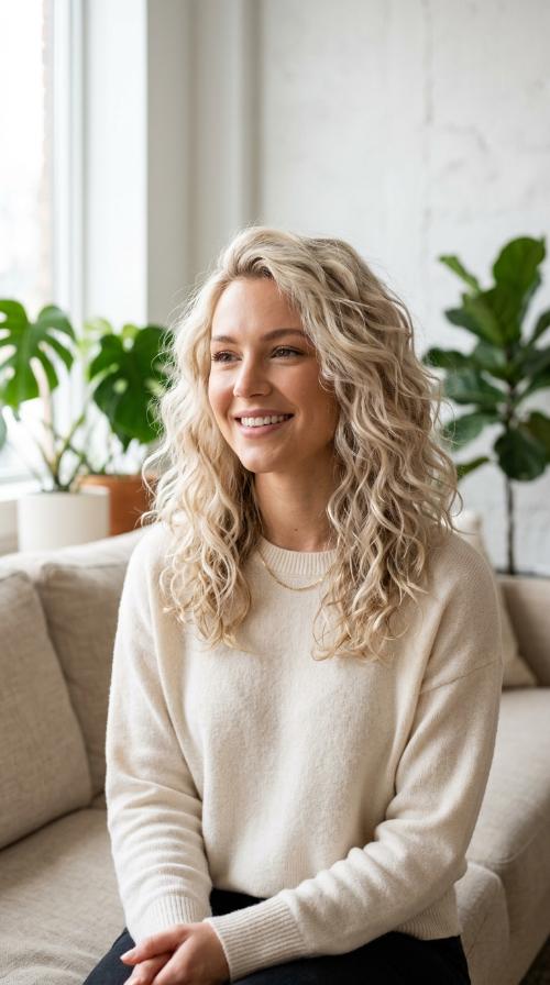 Platinum Blonde Brushed-Out Curls