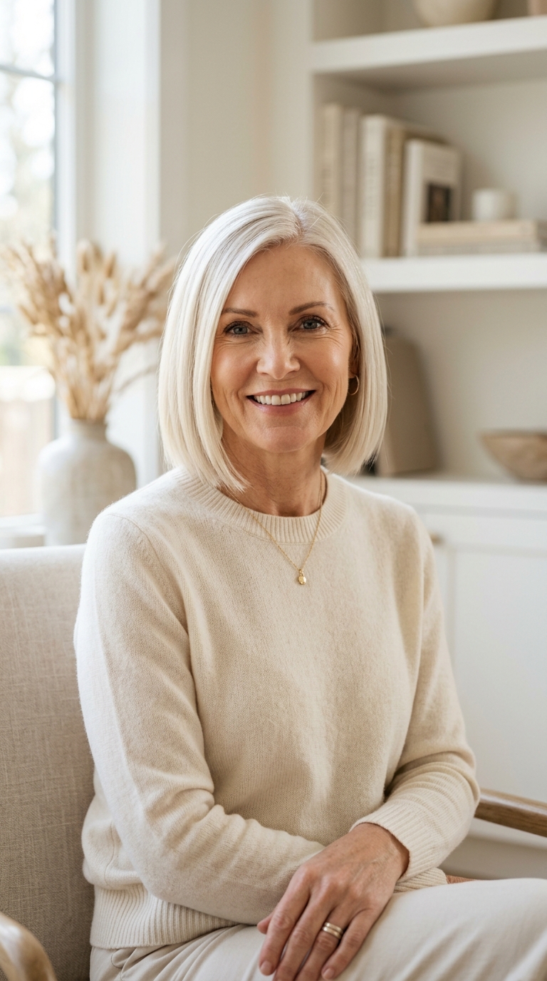 Platinum Blonde Sleek Bob
