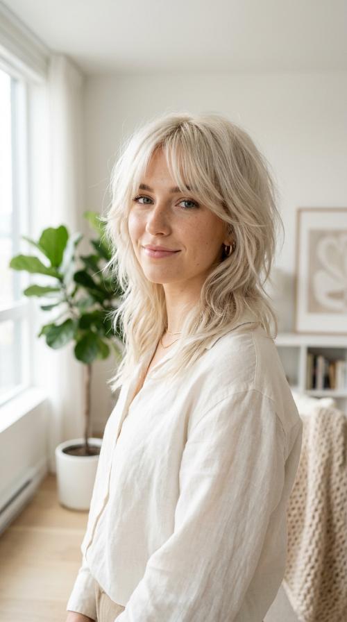 Platinum Blonde Wolf Cut