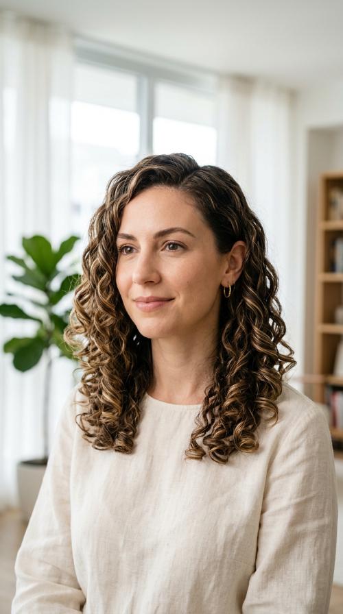 Polished Curls with Side Part