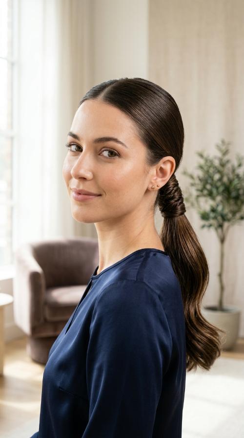 Polished Ponytail with Hair Wrap