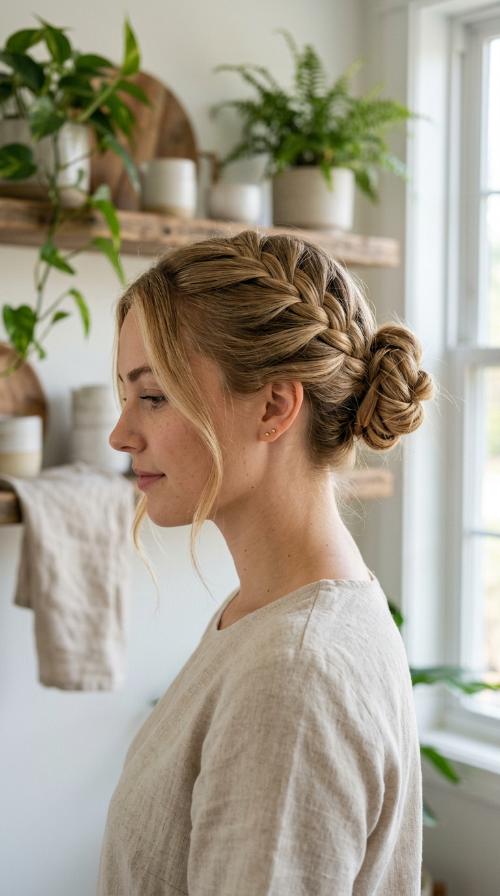 Reverse French Braid Bun