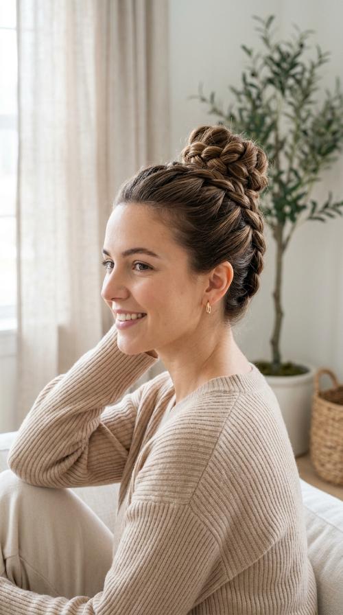 Reverse French Braid Bun