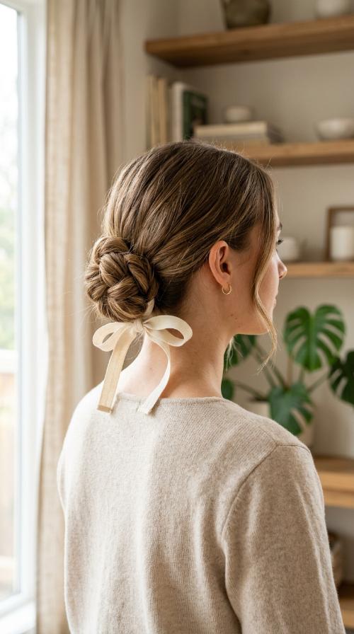 Ribbon-Tied Low Bun