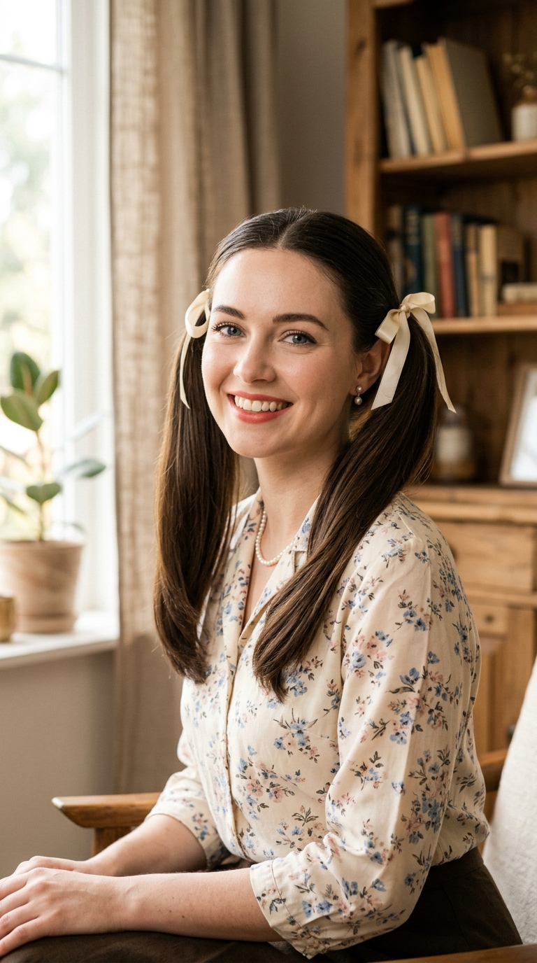 Ribbon-Tied Pigtails
