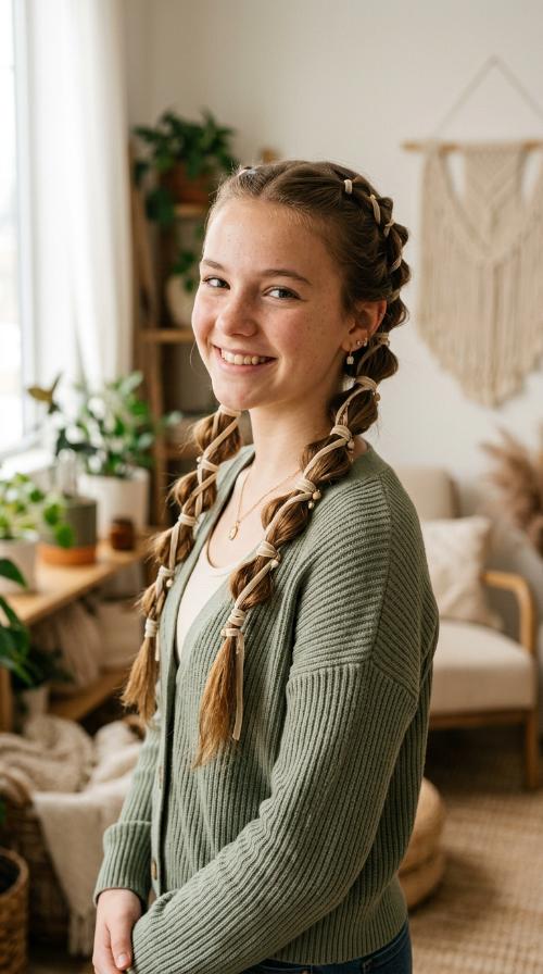 Ribbon-Wrapped Bubble Braids