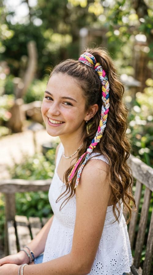 Ribbon-Wrapped High Ponytail