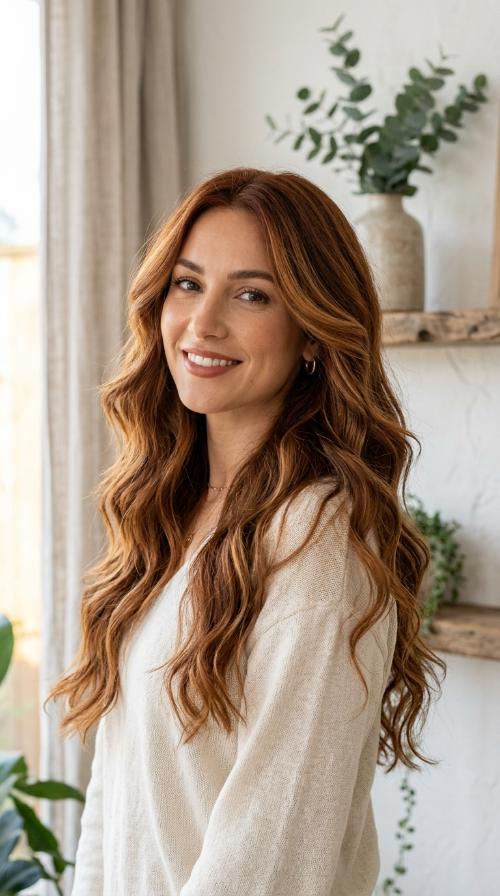 Romantic Cascading Auburn-Caramel Layers