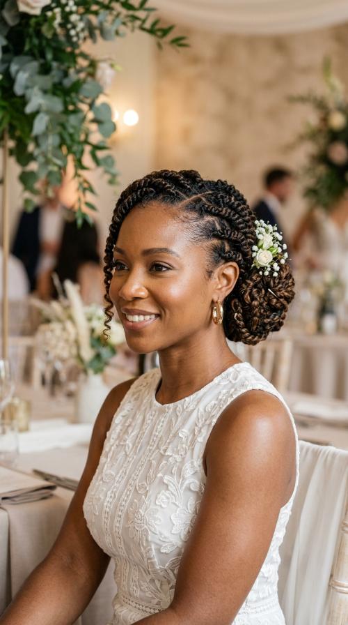Romantic Goddess Braids with Low Bun