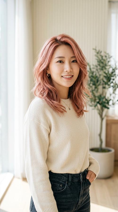 Rose Gold Textured Lob