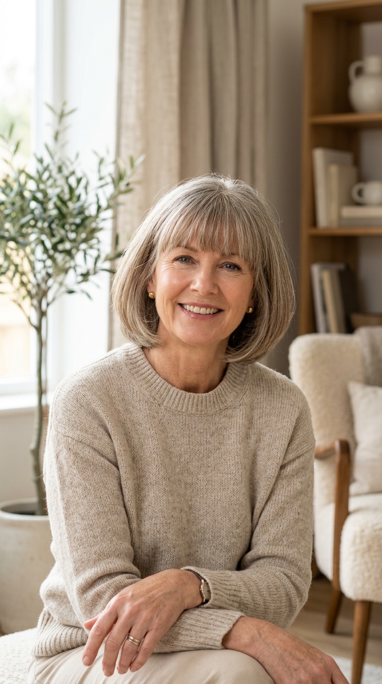 Rounded Bob with Bangs