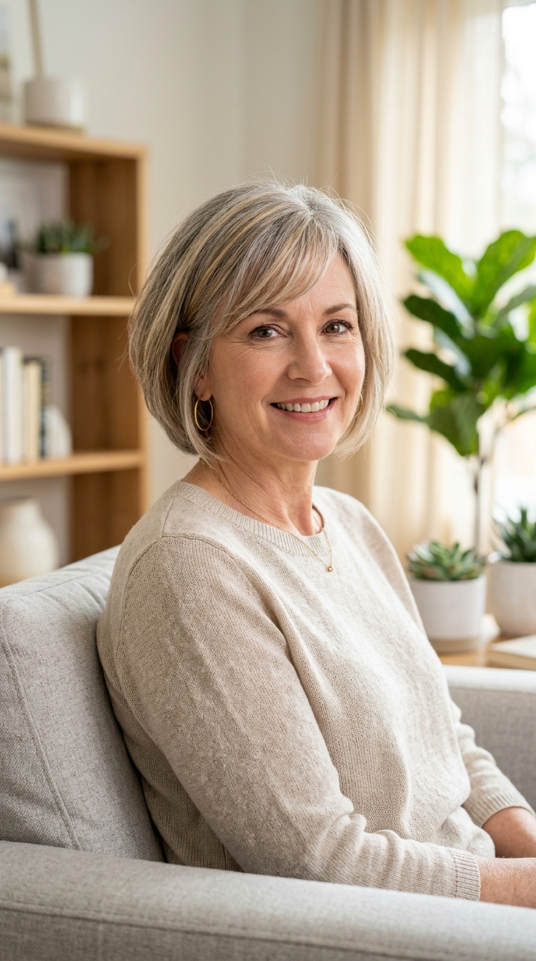 Rounded Bob with Side-Swept Bangs